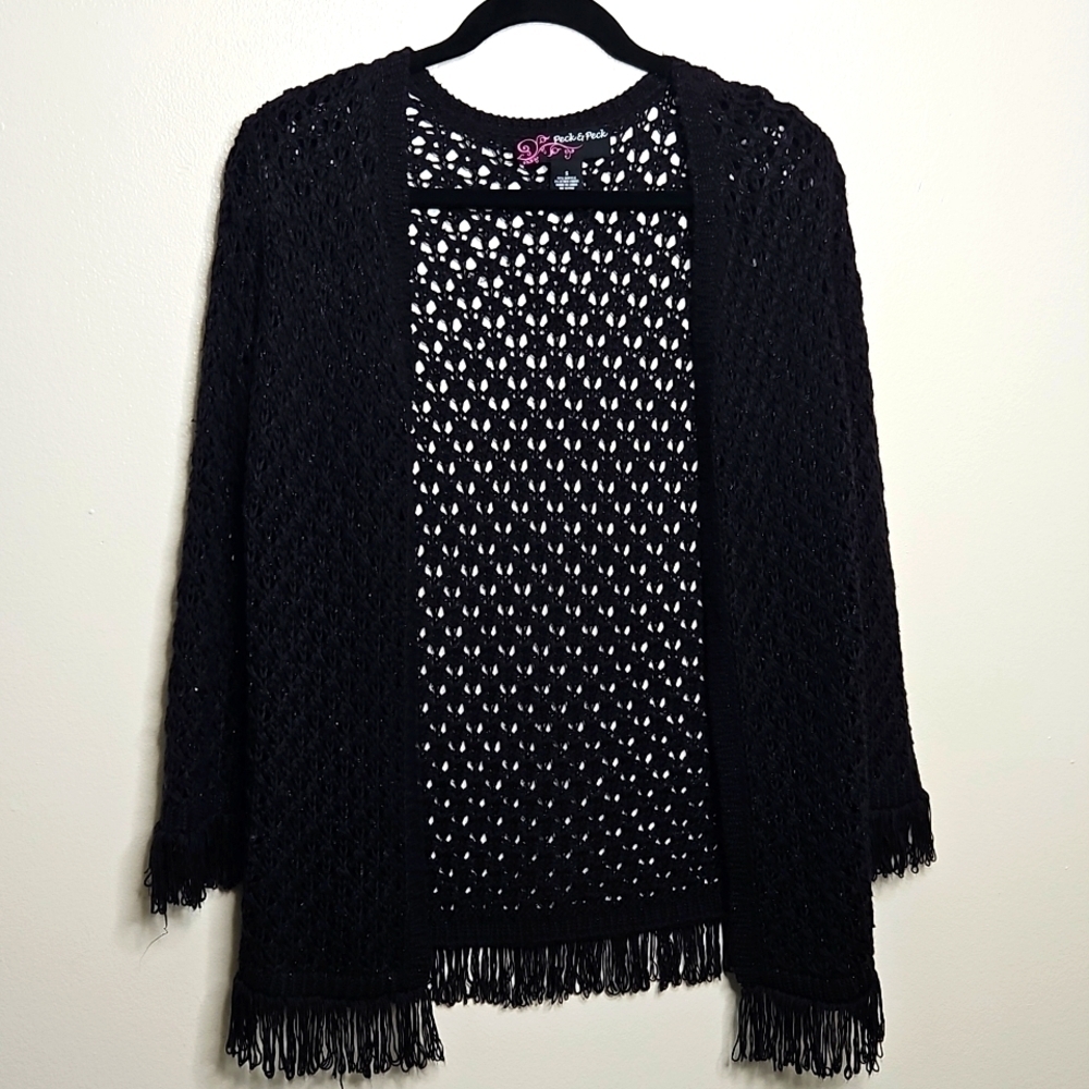Peck and Peck Black Crochet Jacket Small